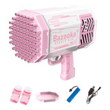 Bazuca Bolha De Sabão 69 Furos Pistola Recarregável Mega Cor Rosa