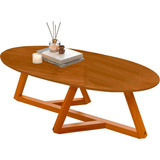 Bcg Móveis Mesa De Centro Sala Classic Oval Com Pés Em Madeira Maciça Cor Madeira Nature