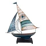 Beachcombers 04492 Barco Pequeno De Metal E Capiz Com Azul