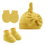 Beanie Hat Luvas Conjunto De Meias Chapéu Bowknot Para Me