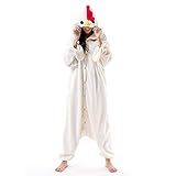 Beauty Shine Pijama Unissex Para Adultos Fantasia De Desenho Animado Halloween Natal Pijama Macacão De Pelúcia E Cosplay Frango Branco GG
