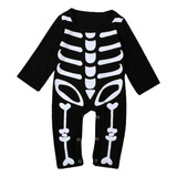  Bebê Menino Halloween Macacão Crânio Osso Traje Roupas