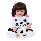 Bebê Sweetie Reborn Panda Pelúcia Mamadeira Chupeta