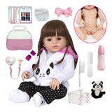 Bebê Tipo Reborn 52cm Baby Pandinha Linda Enxoval Completo