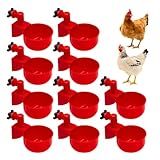 Bebedouros Automáticos Para Aves- Kit Com 10 Unidades- 65ml- Vermelho- Sistema De Pressão Para Galinhas E Pintinhos
