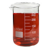 Becker Jarra 250ml De Vidro Graduado Forma Baixa Béquer Copo