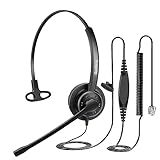 Beebang Fone De Ouvido Para Telefone Com Microfone Profissional Com Cancelamento De Ruído Fone De Ouvido Mono RJ9 Para Telefone Fixo De Call Center De Escritório Funciona Para Mitel NEC Shoretel