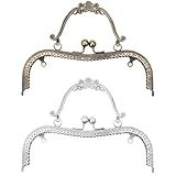 Beebeecraft 2 Peças Kiss Lock Bolsa Com Alça De Metal Ferro Vintage Bronze Antigo Flor Prata Retangular Arco Carteira Clipe Porta Moedas Moldura Para Artesanato Faça Você Mesmo Bolsas Alças De
