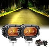 BEEYEO Luz De Neblina âmbar De 10 Cm Farol De Neblina De LED De 40 W Com Chicote De Fiação Luz De Condução Off Road Com Feixe De Lente Amarela Super Brilhante 5050 Para Motocicleta SUV Caminhões 