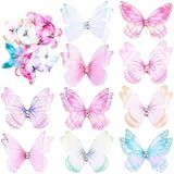 BEIQIYA 20 Peças De Borboleta De Tecido De Organza Para Artesanato- Aplique De Borboleta De Malha Transparente De Camada Dupla 3D- Mini Acessórios De Enfeite De Parede De 4-5 Cm Para Decoração De