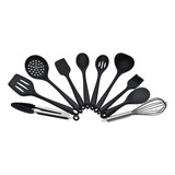 Belakaza Talheres Silicone Jogo 10 Peças Utensílios Para Cozinha Cor Preto