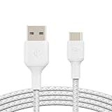 Belkin Cabo Trançado USB C Para USB A 1 M Para IPhone 15 Samsung Galaxy Pixel IPad Pro Nintendo Switch E Mais Branco