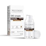 Bella Aurora Creme Protetor Solar Facial Com Cor Tom Médio FPS 50 Para Todos Os Tipos De Pele CC Cream Filtro Solar Clareador Com Efeito Fosco Creme Anti Manchas De Proteção Diária 30 Ml