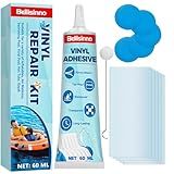Bellisinno Kit De Reparo De Vinil- Cola De PVC Impermeável E Transparente- Kit De Remendo De Reparo De Colchão De Ar Para Banheiras De Hidromassagem- Infláveis- PVC- ABS- EVA E Materiais De Borracha