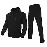 Bellnorth Conjuntos De Agasalho Masculino Roupa Ativa Com Zíper Completo Jaqueta De Lã Com Capuz Moletom Cargo Moletom Casual 2 Peças Roupas Esportivas Ao Ar Livre Preto 5xl 