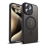 BEMMY Capa Capinha Para IPhone- Capa Magnética Para IPhone Com Protetor De Lente De Câmara- Compatível Com IPhone Mag-Safe- Mate- à Prova De Choque- Translúcida- Anti-impressão Digital