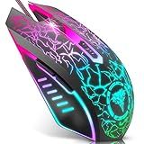BENGOO Mouse Para Jogos Com Fio Mouse Ergonômico Para Laptop PC USB óptico Com Retroiluminação RGB 4 DPI Ajustáveis Até 3600 6 Botões Programáveis Para Windows 7 8 10 XP Vista Linux Preto