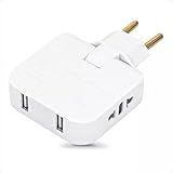 Benjamim Adaptador T Articulado Com 2 Plug Usb Bivolt 16a -Branco-