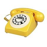 Benotek Telefone Fixo Retrô- Amarelo Antigo- Telefone Vintage Com Teclado De Discagem- Linha única- Telefones Com Fio Antigos Para Decoração De Casa- Escritório- Hotel- Presente De Casa Para Idosos