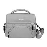 Bentgo Deluxe Lunch Bag Durable And Insulated Lunch Tote With Zippered Outer Pocket Internal Mesh Pocket Padded Adjustable Straps 2 Way Zippers Fits Most Lunch Boxes Gray