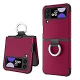 BENTOBEN Capa Para Samsung Galaxy Z Flip 4 Capa Z Flip 4 5G Resistente 2 Em 1 Capa De Proteção Resistente à Prova De Choque Com Anel Para Meninas Mulheres Meninos E Homens Capas Para Galaxy Z Flip 4 De 6 7 Polegadas Vinho Tinto