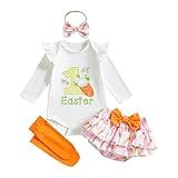 BeQeuewll Conjunto De Roupas De Coelhinho Para Bebês Recém Nascidas Para Meninas Da Primeira Páscoa Conjunto De Saia Com Babados E Cenoura 1 Cenoura De Páscoa 9 12 Meses