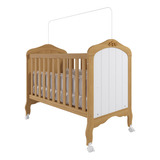 Berço 100 Mdf Branco Nature Americano De Bebê Vira Cama