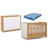 Berço Americano Com Capitonê New Boucle E Cômoda Infantil Tutto New Freijó E Colchão Ortobom Matic