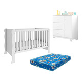 Berço Americano Mini Cama Ariel E Cômoda Duda Com Colchão