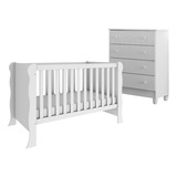 Berço Americano Mini Cama E Cômoda Gaveteiro Ariel Branco