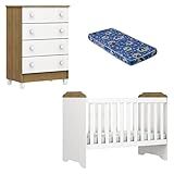 Berço Americano Mini Cama E Cômoda Mel Flat Branco Acetinado Amadeirado Com Colchão Ortobom Carolina