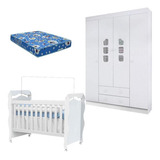 Berço Americano New Nanda Com Guarda Roupa Lívia Branco