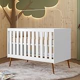 Berço Americano Retro Noah Mini Cama Com Pés Retro Branco Acetinado