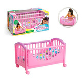 Berço Balanço Boneca Bebê Reborn Ninar Alive 55 Cm Cor Rosa