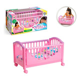 Berço Balanço Boneca Bebê Reborn Ninar Alive Cor Rosa