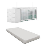 Berço Cama Baby Cômoda 3 Gavetas Com Colchão 130x60x10cm D18