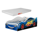 Berço Cama Carro Mini 95 Mcqueen Com Colchão 150x70 Incluso Lv Moveis