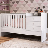 Berço Cama Com Cômoda Bb680 Branco Completa Móveis