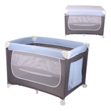 Berço Cercado Portátil Bebê Desmontável Azul 2 Alturas Mosquiteiro Bolsa Transporte Seguro E Confortável