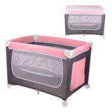 Berço Cercado Portátil Bebê Desmontável Rosa 2 Alturas Mosquiteiro Bolsa Transporte Seguro E Confortável