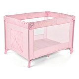 Berço Cercado Portátil Compacto Até 18kg Rosa Multmaxx