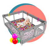 Berço Cercado Portátil Desmontável Infantil Baby Cor Cinza