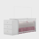 Berço Com Cômoda 3 Gavetas Baby Branco Doce Encanto