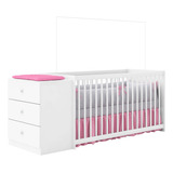 Berço Com Cômoda 3 Gavetas Baby Branco Leartam Moveis
