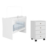 Berço Cômoda 4 Gavetas Sonho De Bebê Branco Leartam Móveis