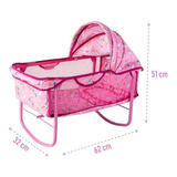 Berço De Balanço Infantil Para Boneca Bebê Reborn Milano Cor Rosa
