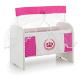 Berço De Boneca Enxoval Personalizado Desenho Cor Coroa Pink