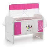Berço De Boneca Enxoval Personalizado Desenho Cor Unicornio Pink