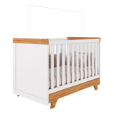 Berço Infantil Mini Cama Retro Branco Cinza Carvalho Peroba