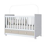 Berço Mini Cama 03 Em 01 Com 02 Gavetas Aquarela Henn